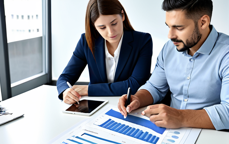 **
"A professional financial advisor, fully clothed in business attire, meeting with a young family in a modern office setting. They are reviewing investment options on a tablet, with charts and graphs visible. The atmosphere is calm and reassuring. Safe for work, appropriate content, professional, modest, family-friendly, perfect anatomy, correct proportions, natural pose, well-formed hands, proper finger count, natural body proportions, high quality."
**