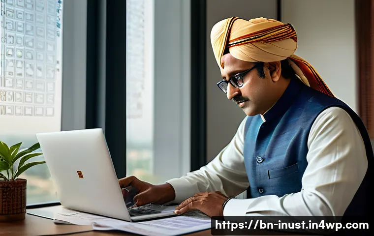 세금 최적화를 위한 리츠 투자 - A sophisticated office scene featuring a Bengali investor in traditional attire thoughtfully analyzi...